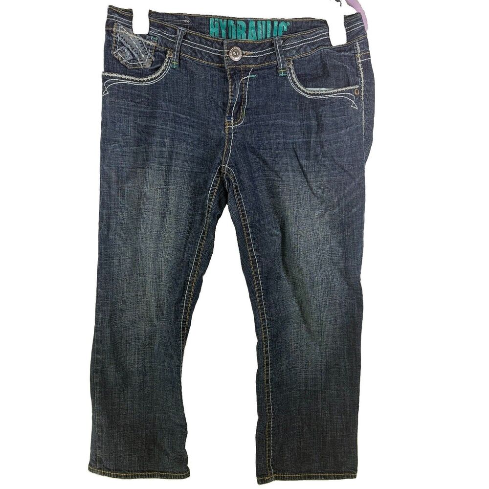 Hydraulic Women's Jeans Cropped Capris Distressed Med Wash Size 11/12